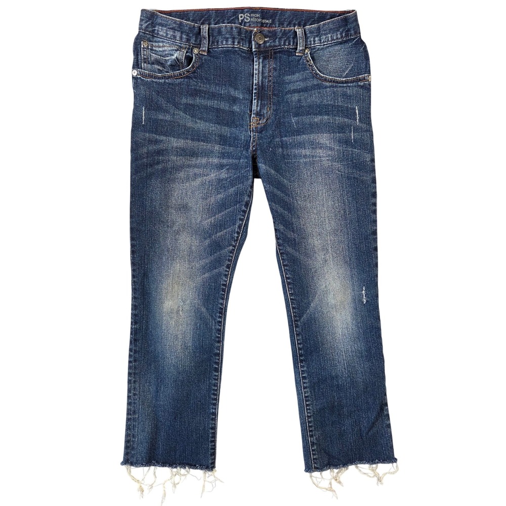 PS from Aeropostale Womens Size 14 Distressed Raw Hem Straight Leg Jeans Blue